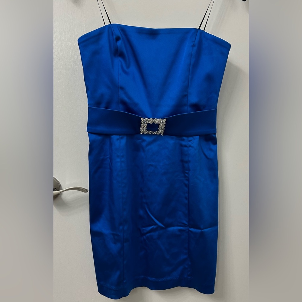 Amanda Uprichard Strapless Blue Dress with Embellished Belt NWT